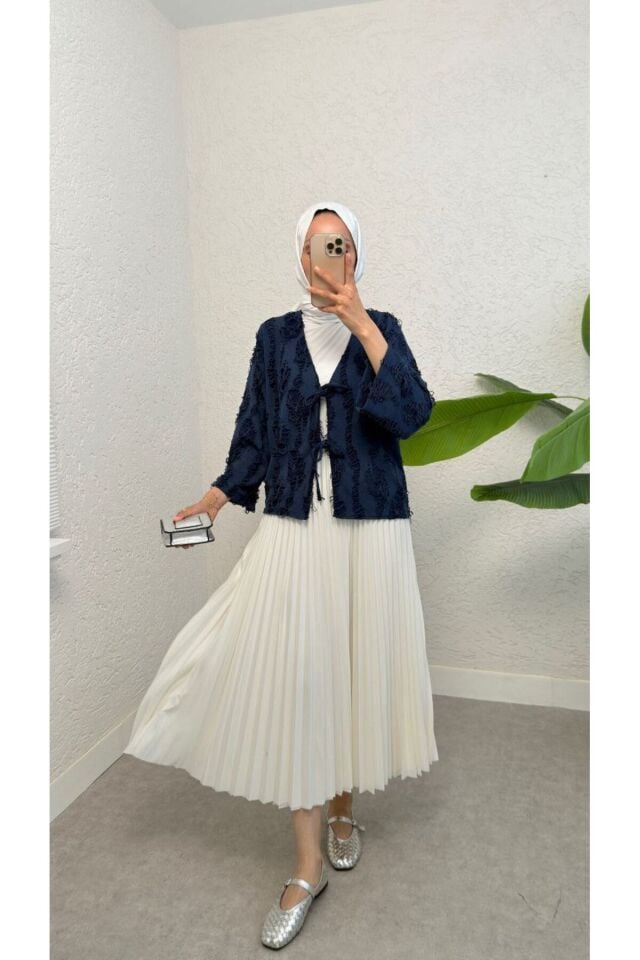 SAKALLI JAKAR KUMAŞ BAĞLAMALI KİMONO