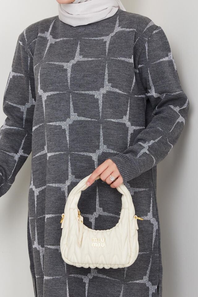 Sim Detaylı Triko Tunik Pantolon Takım