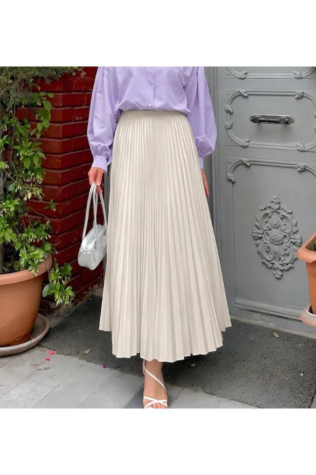 PİLELİ BELİ LASTİKLİ DENYE ETEK