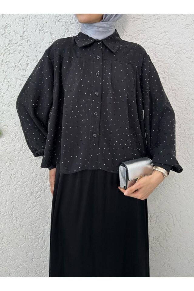 SİM DETAYLI KISA GÖMLEK