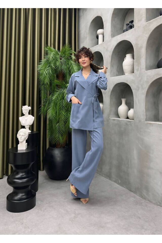 Tecel Kumaş Kimono Pantolon Takım