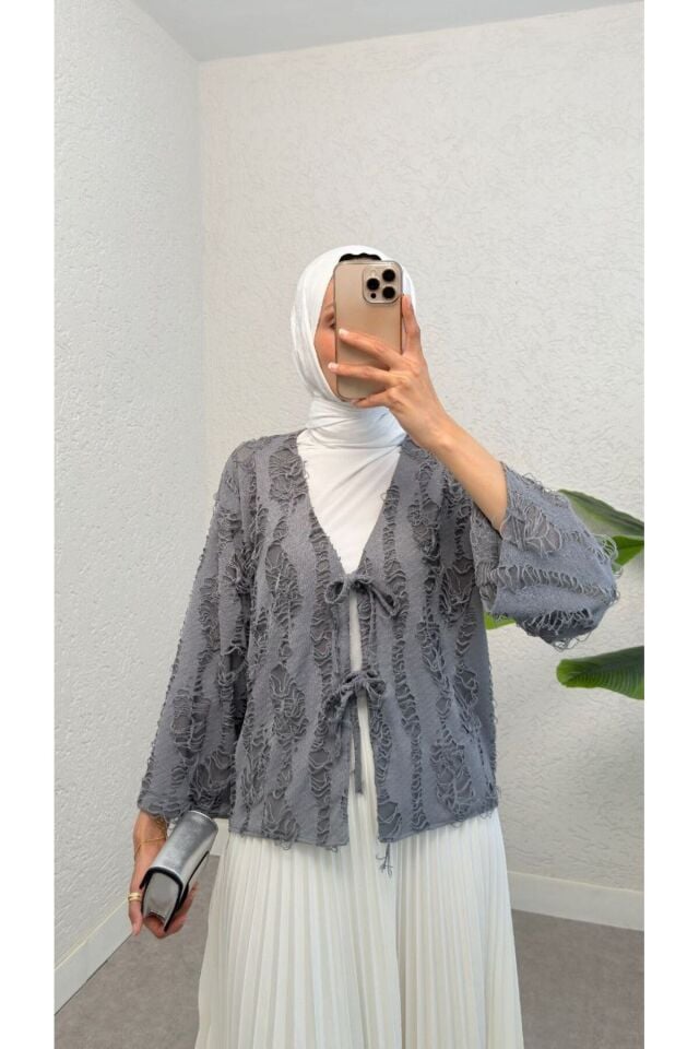 SAKALLI JAKAR KUMAŞ BAĞLAMALI KİMONO