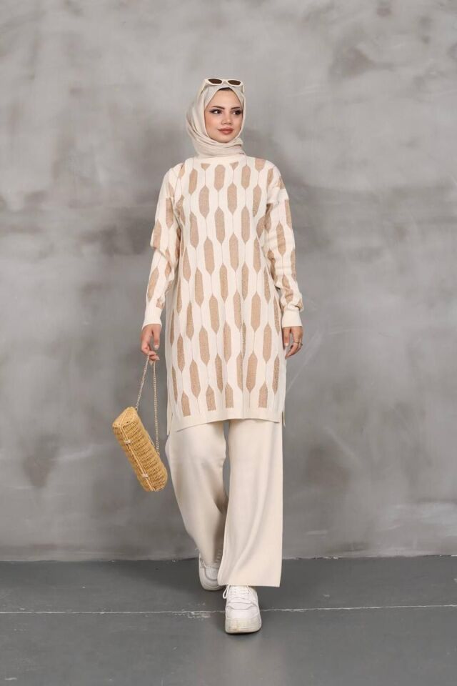 Simli Triko Tunik Pantolon Takım