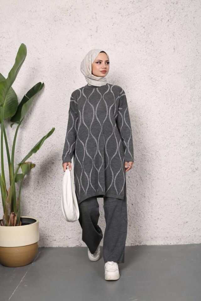 Simli Triko Tunik Pantolon Takım