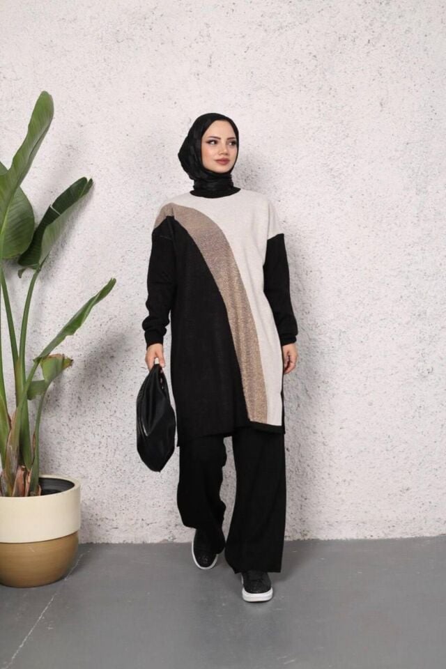 Simli Triko Tunik Pantolon Takım