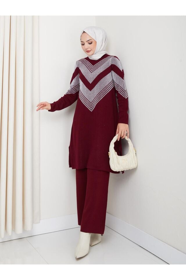 Simli Triko Tunik Pantolon Takım