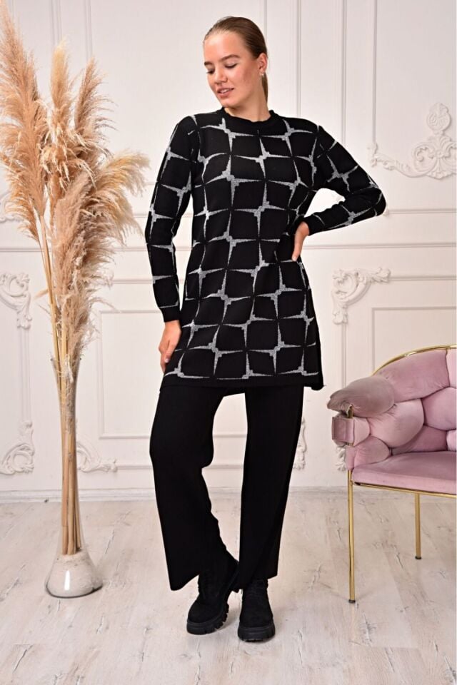 Simli Triko Tunik Pantolon Takım