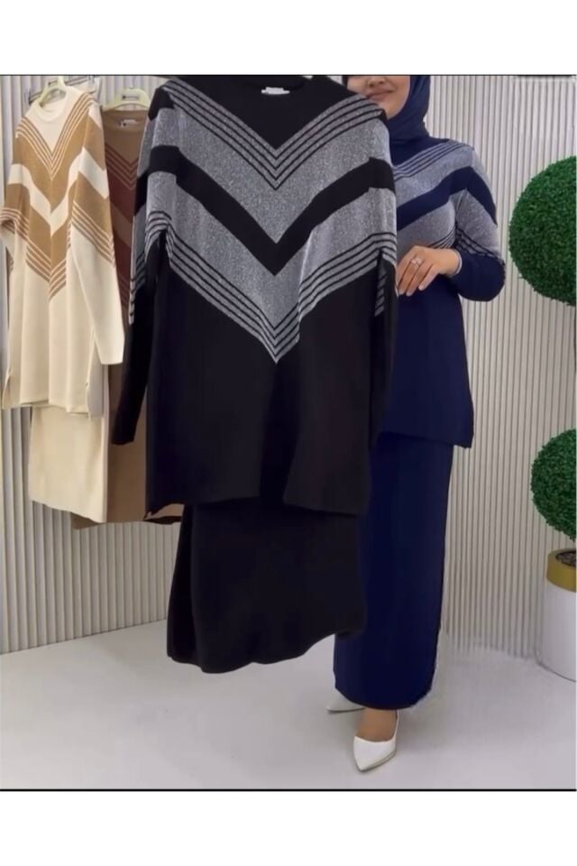 Simli Triko Tunik Etek Takım