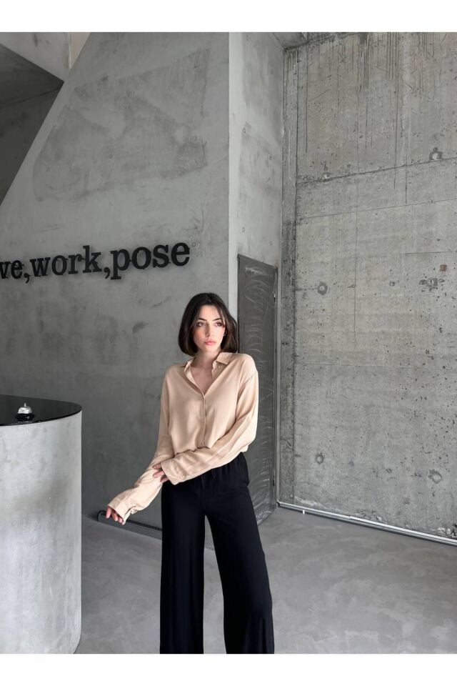 Viskon Kumaş Oversize Basic Gömlek